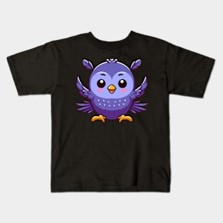 Blueberry Bliss: Whimsical Flight of the Blueberry Bird Kids T-Shirt